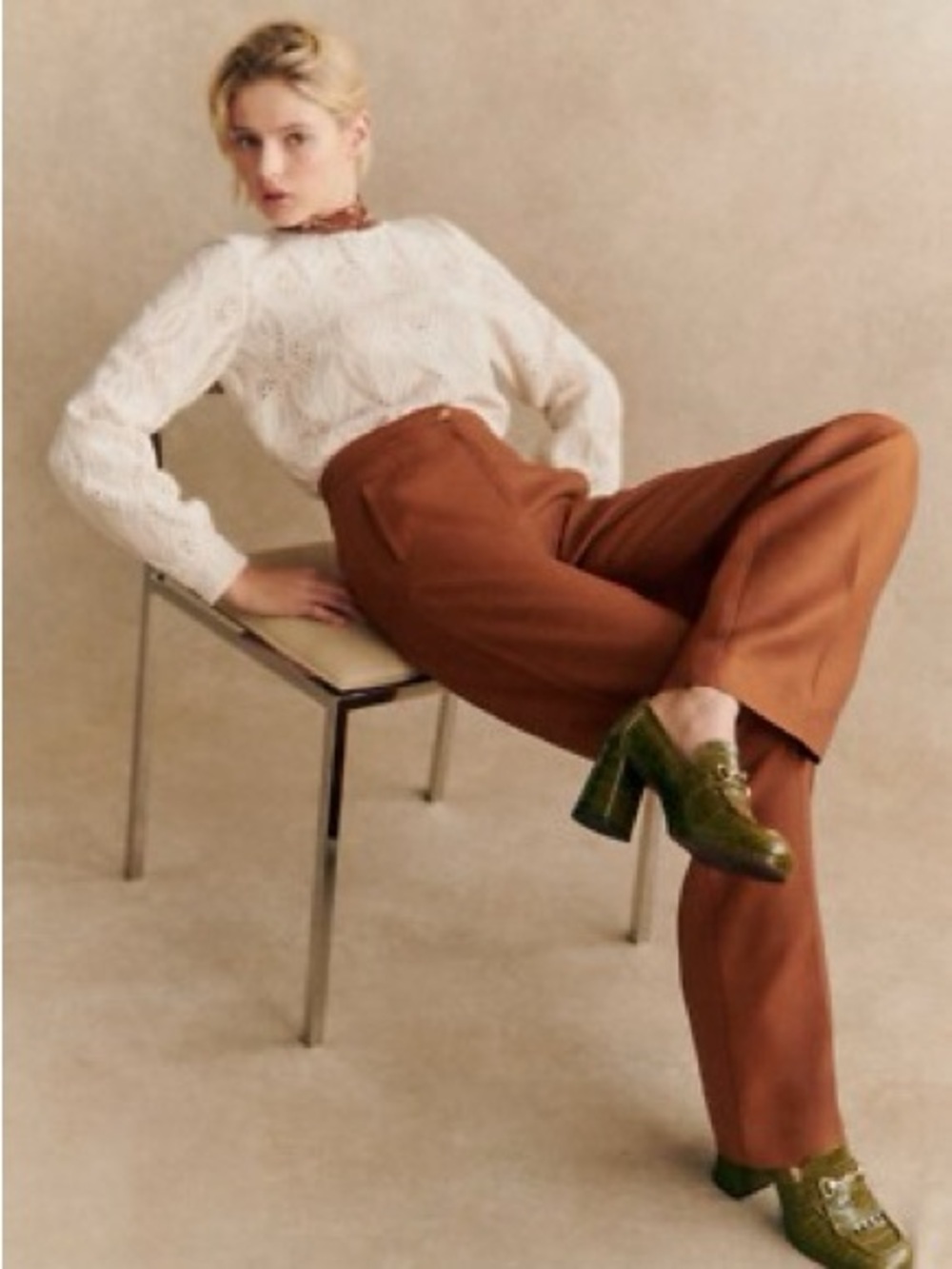 Sezane Martin Straight-Leg Trousers in Caramel - like new!
